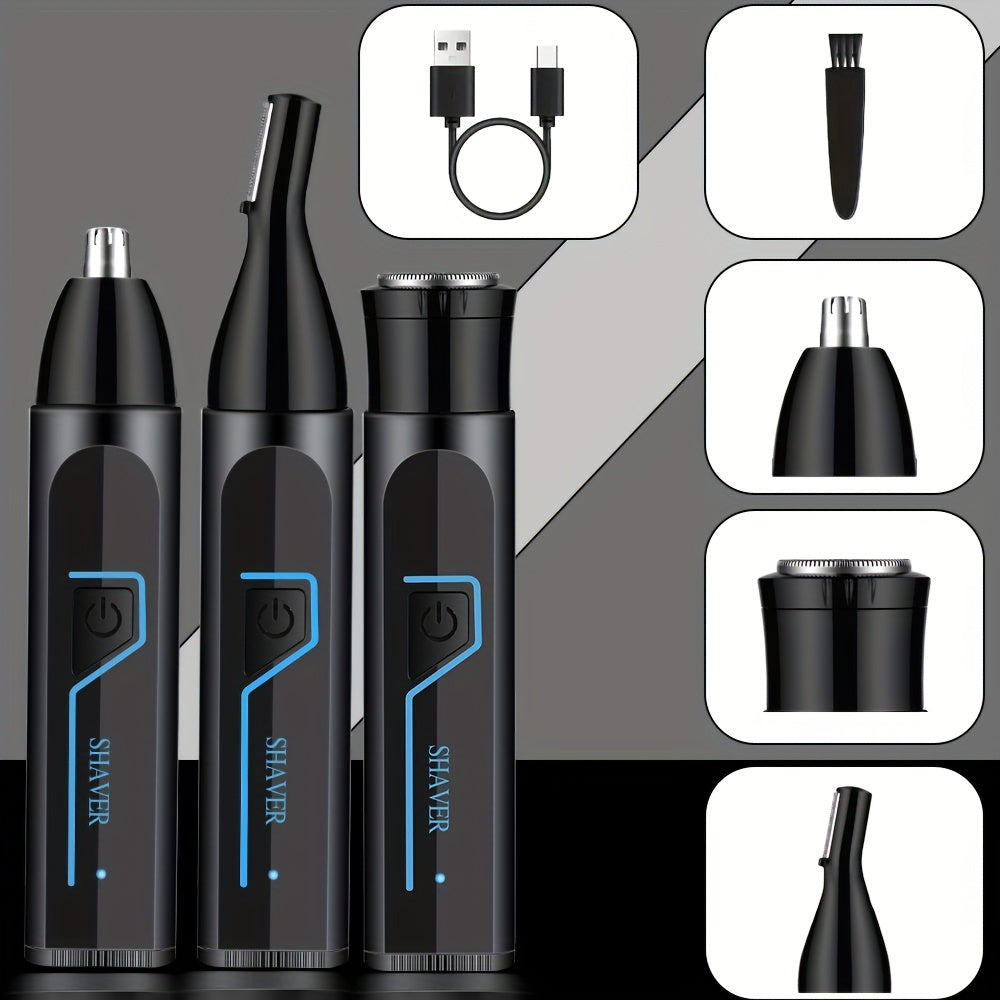 3-in-1 Professional Men's and Women's Grooming Kit, suitable for nose hair trimming, sideburns trimming, beard trimming, ear hair trimming, leg hair trimming, underarm hair trimming, bikini line trimming, razor, electric shaver, full body hair trimmer,