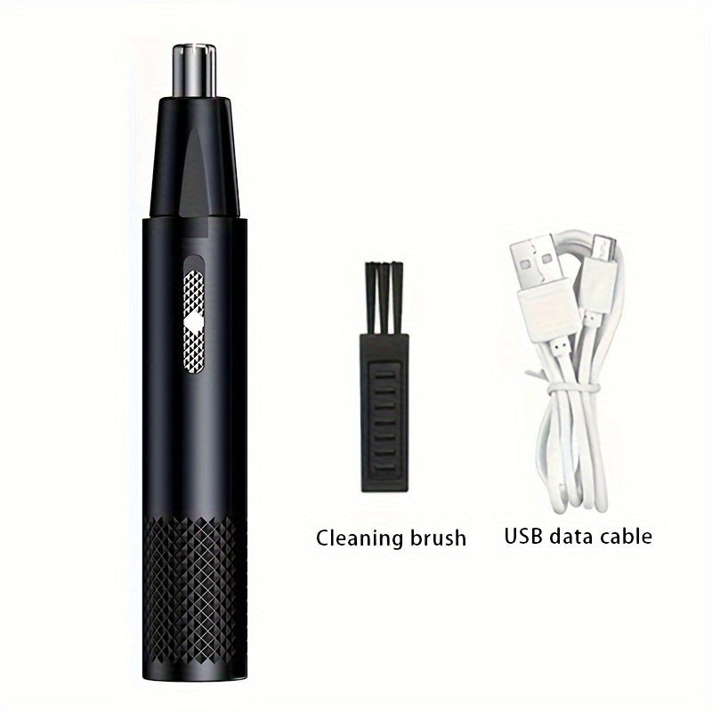 Electric nose and ear hair trimmer, male and female nose hair remover, USB charging, stainless steel head, silent motor, nose hair cleaner