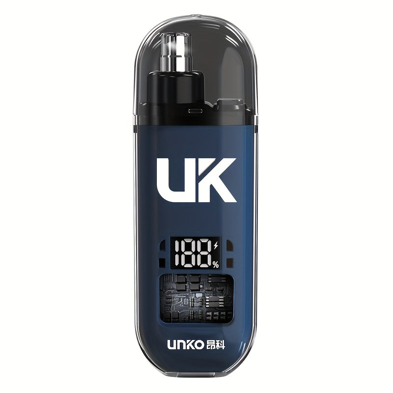 UNOKO Double-Edged Electric Nose & Ear Hair Trimmer for Men and Women - USB Rechargeable, 150mAh Battery, Digital Display, High-Speed Motor, Large Screen, Intelligent Digital Display, Black & Blue Options