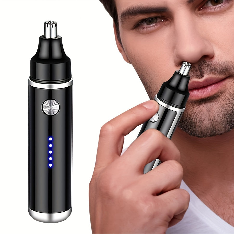 USB Rechargeable Ear and Nose Hair Trimmer - 500mAh Lithium Battery Powered Electric Grooming Kit, Painless Facial Hair Removal for Men and Women, Safe Eyebrow Shaving Device, Plastic, Age 14+