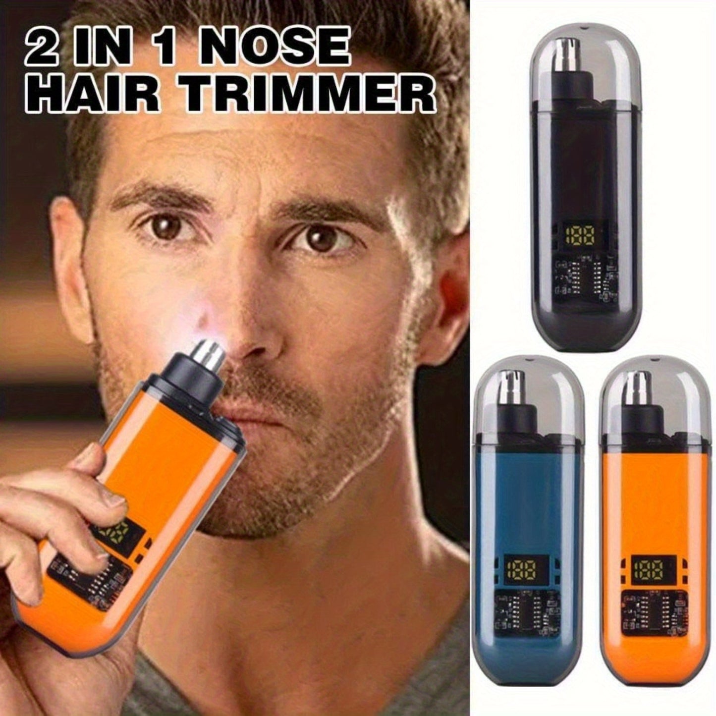 Electric Nose Hair/ Eyebrow Trimmer, Digital Display Personal Details Nose Hair Remover - Nose Hair Trimmer, Fast Charging. Suitable for Men and Women