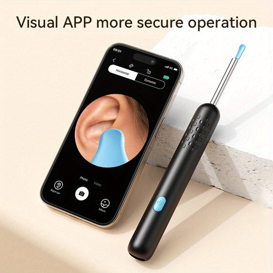 7pcs Ear Wax Removal Tool with Visual Ear Pick, 6 Ear Pick Covers, Camera & Light - USB Rechargeable, Compatible with All Mobile Phones, Includes Cleaning Brush & Storage Case, Earwax Removal Tool, Mobile Phone Accessory, Sleek Design, Durable