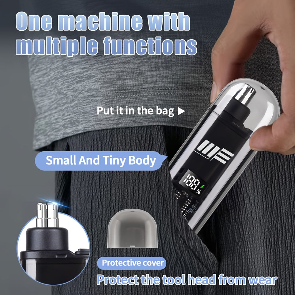 Rechargeable Portable Nose Hair Trimmer Quick Trim Tool Ear and Nose Hair Remover Mini Epilator with Battery Level Display
