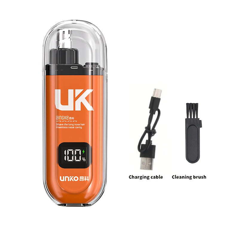 UNKO Portable Electric Nose Hair Trimmer with Digital Display, USB Rechargeable Lithium Battery, Easy Clean, for Men & Women, Nose Hair Removal