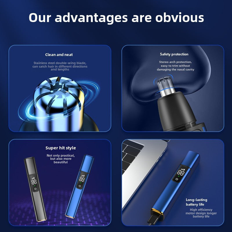 Multi-Functional Intelligent Nose Hair Trimmer, Suitable for Both Men And Women, No Dead Corners in Trimming, No Need for Hair Repair, One-Click Start.
