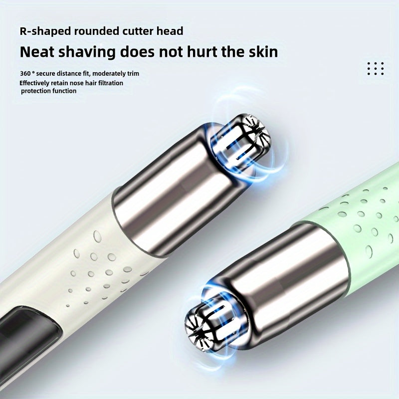 1pc USB Rechargeable Nose/ Eyebrow/ Ear Hair Trimmer & Epilator - Digital Display/ Beige Touch Control, Unisex Stylish Design, Portable Travel Essential, Painless, Skin-Friendly