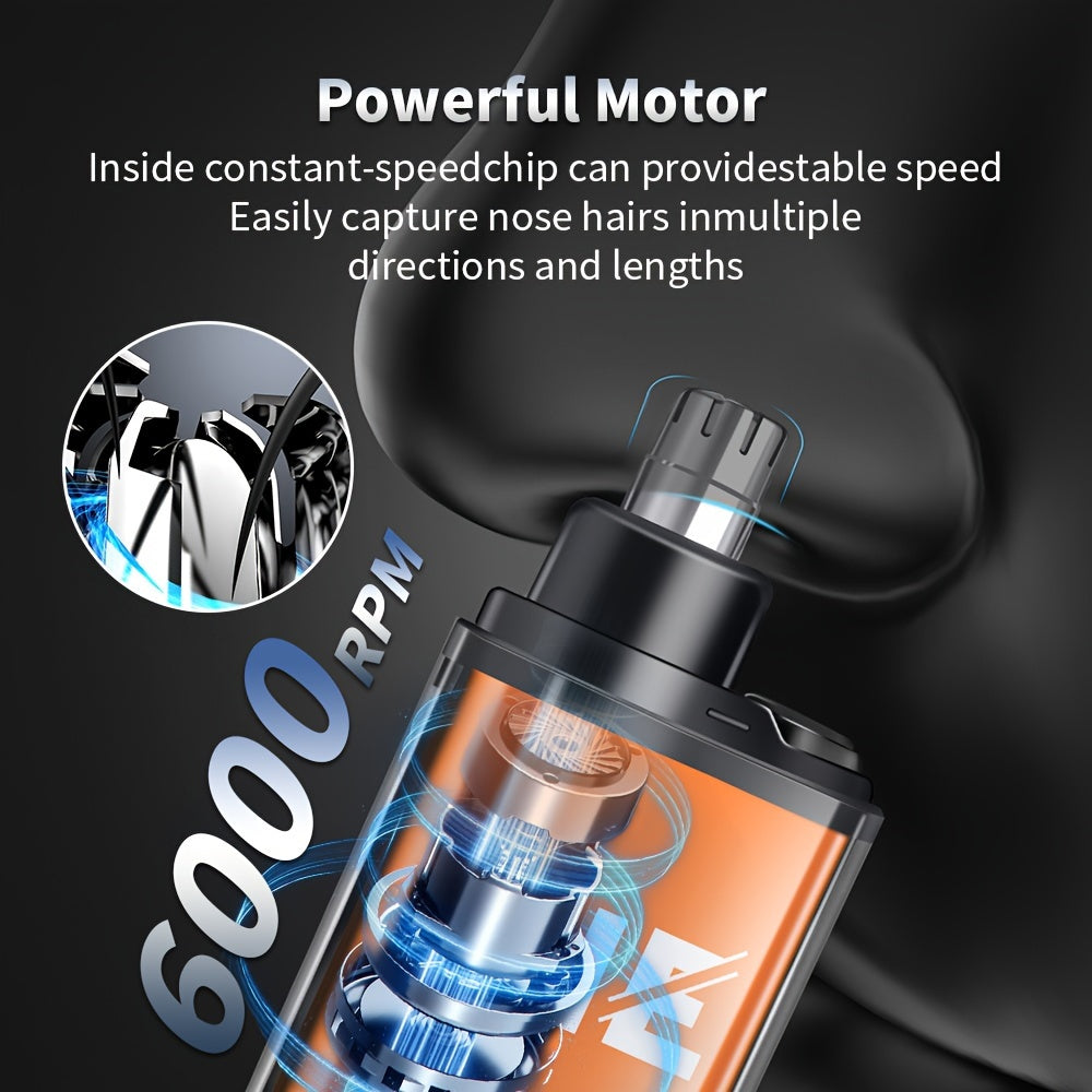 150mAh Mini Portable USB Rechargeable HIENA Electric Nose and Ear Hair Trimmer - Stainless Steel Head, Silent Motor, Nose Hair Cleaner - Gift for Men and Women, Plastic Material