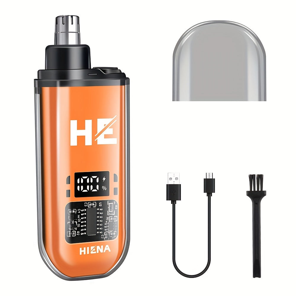 150mAh Mini Portable USB Rechargeable HIENA Electric Nose and Ear Hair Trimmer - Stainless Steel Head, Silent Motor, Nose Hair Cleaner - Gift for Men and Women, Plastic Material