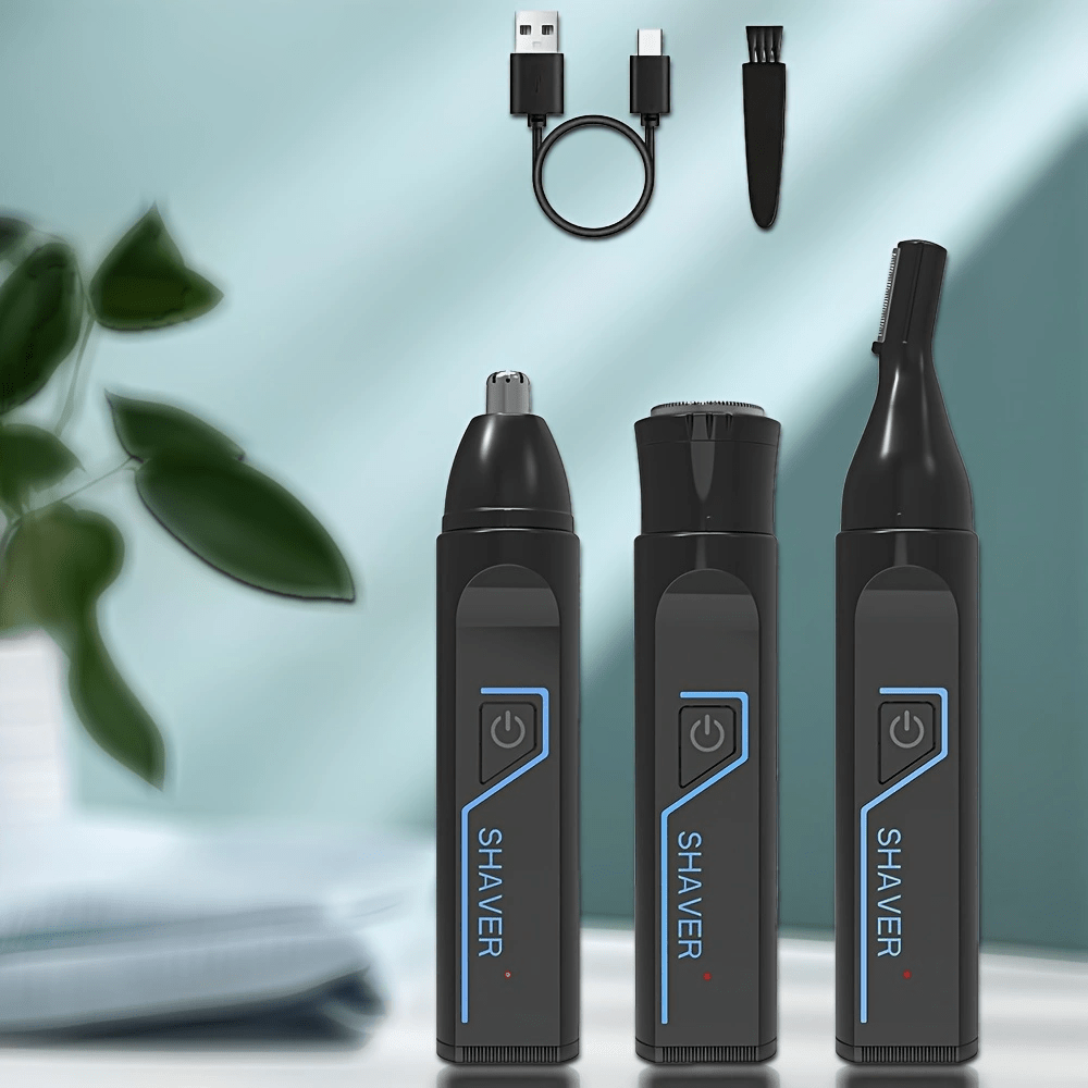 3-in-1 Professional Men's and Women's Grooming Kit, suitable for nose hair trimming, sideburns trimming, beard trimming, ear hair trimming, leg hair trimming, underarm hair trimming, bikini line trimming, razor, electric shaver, full body hair trimmer,