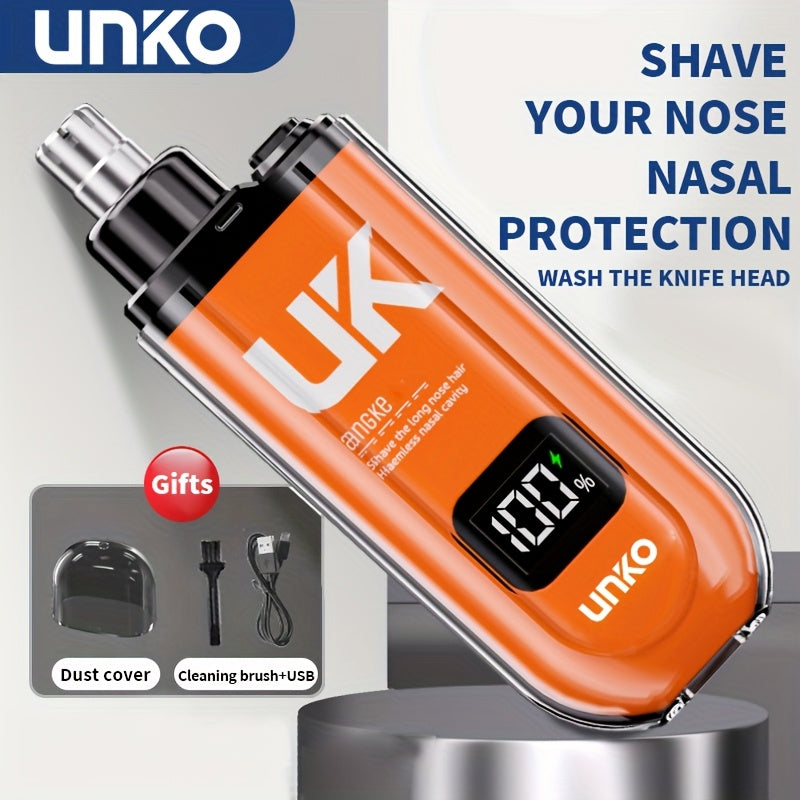 UNKO Portable Electric Nose Hair Trimmer with Digital Display, USB Rechargeable Lithium Battery, Easy Clean, for Men & Women, Nose Hair Removal
