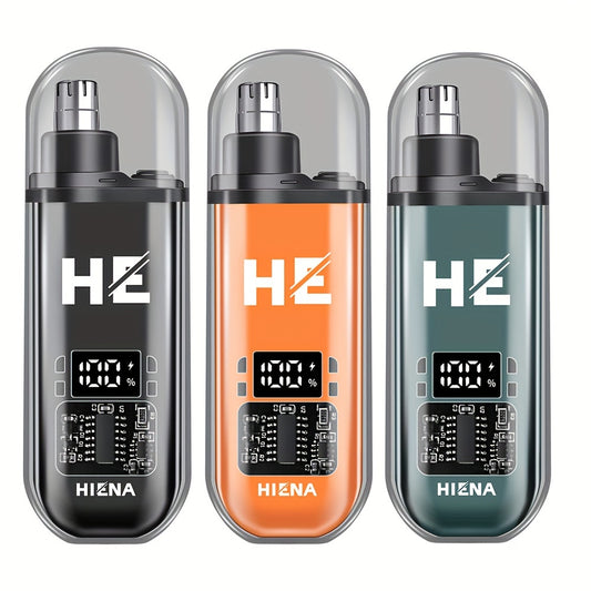 150mAh Mini Portable USB Rechargeable HIENA Electric Nose and Ear Hair Trimmer - Stainless Steel Head, Silent Motor, Nose Hair Cleaner - Gift for Men and Women, Plastic Material