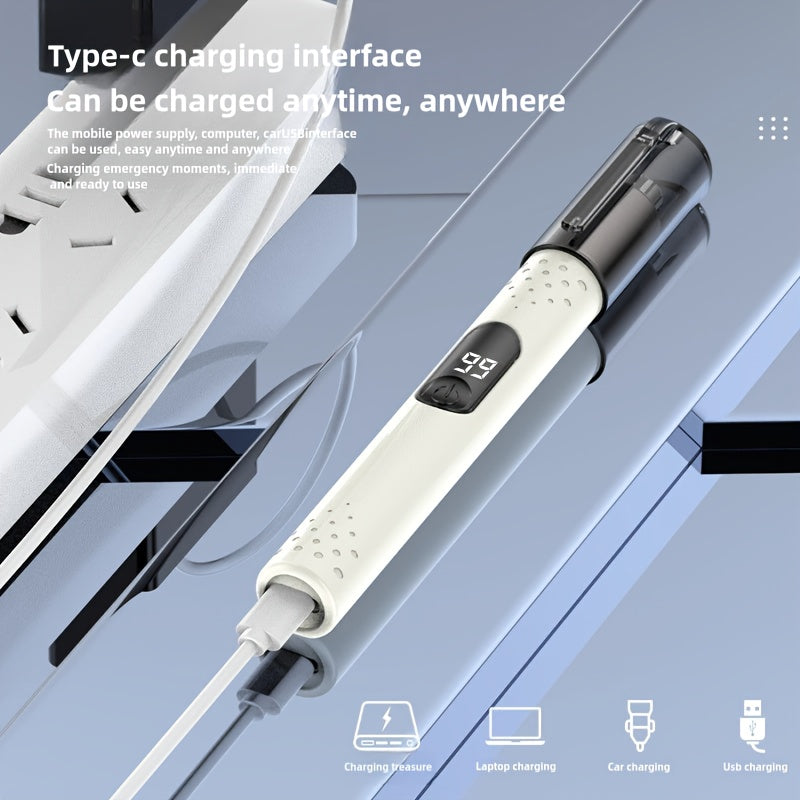 Portable electric nose hair trimmer, stainless steel cutting head, no pulling hair and no pain, fashionable and simple for both men and women, USB charging, suitable for nose hair, eyebrow and ear hair trimming