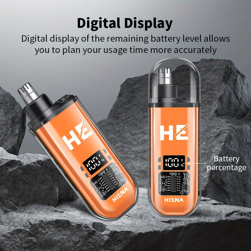 150mAh Mini Portable USB Rechargeable HIENA Electric Nose and Ear Hair Trimmer - Stainless Steel Head, Silent Motor, Nose Hair Cleaner - Gift for Men and Women, Plastic Material