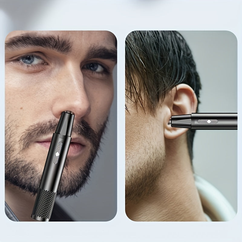 Electric nose and ear hair trimmer, male and female nose hair remover, USB charging, stainless steel head, silent motor, nose hair cleaner