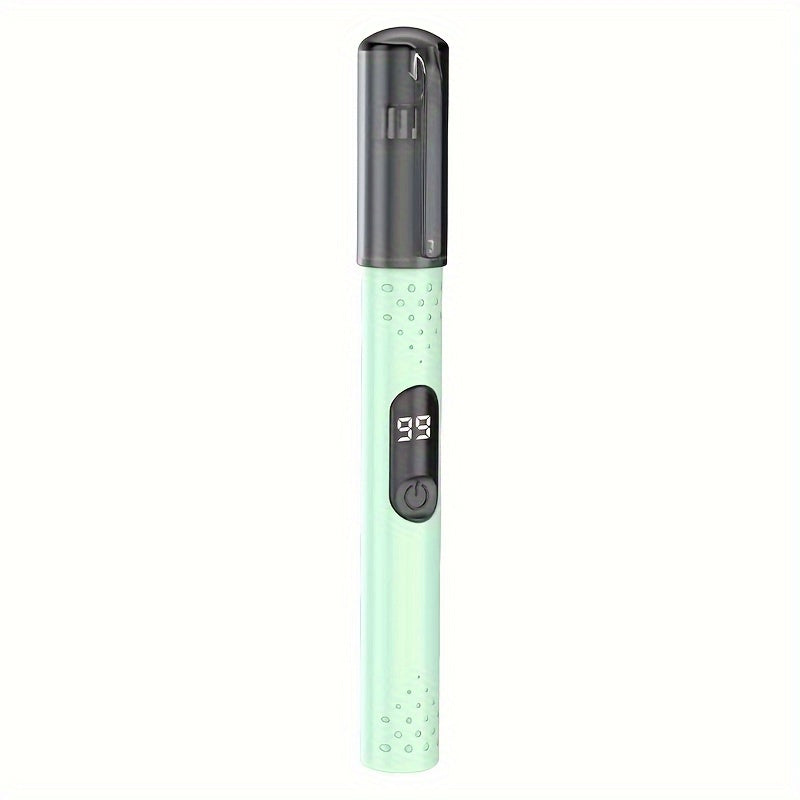1pc USB Rechargeable Nose/ Eyebrow/ Ear Hair Trimmer & Epilator - Digital Display/ Beige Touch Control, Unisex Stylish Design, Portable Travel Essential, Painless, Skin-Friendly