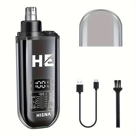 150mAh Mini Portable USB Rechargeable HIENA Electric Nose and Ear Hair Trimmer - Stainless Steel Head, Silent Motor, Nose Hair Cleaner - Gift for Men and Women, Plastic Material
