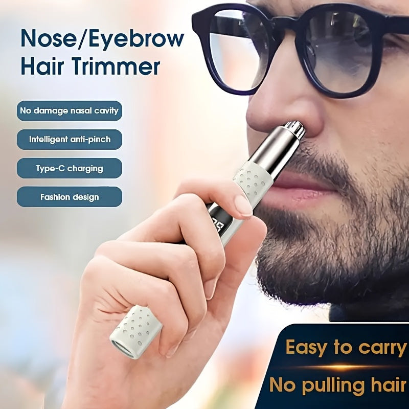 FEIYBA USB Rechargeable Nose & Ear Hair Trimmer with LED Display - Portable, Easy-Clean, Accurate Trimming, 4V-12V Operating Voltage, Includes Storage Box, Travel-Friendly Personal Grooming Tool, Trimmer for Nose and Ear Hair