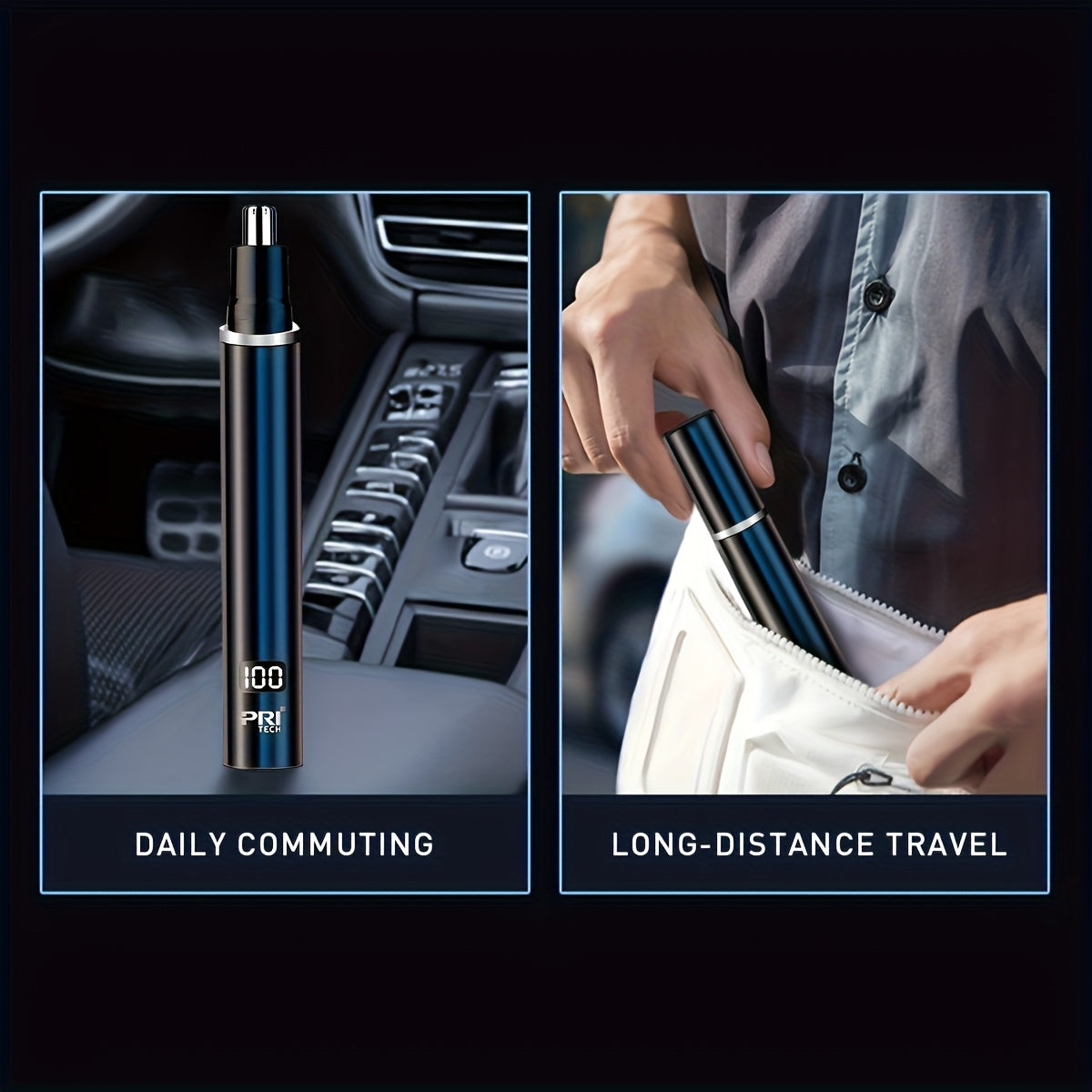 Pritech Electric Nose Trimmer Type C Rechargeable, Noise Reduce Mute Motor, Portable, Washable Cutter Head, Ear Trimmer, LED Display, All-metal Body, Vacuum Cleaning, Father'S Day Gift