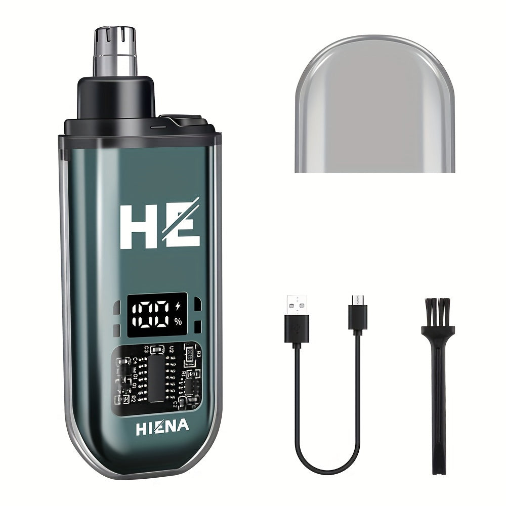 150mAh Mini Portable USB Rechargeable HIENA Electric Nose and Ear Hair Trimmer - Stainless Steel Head, Silent Motor, Nose Hair Cleaner - Gift for Men and Women, Plastic Material