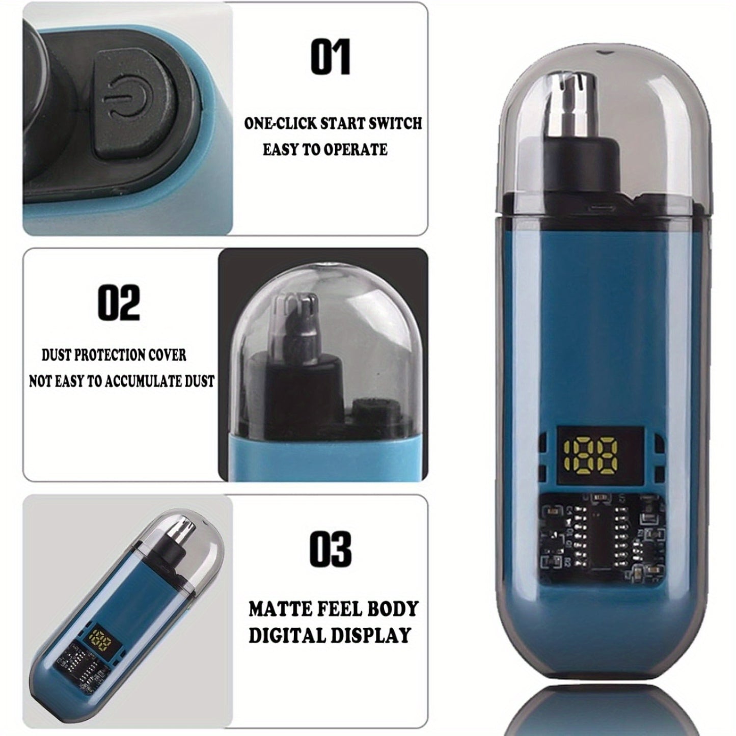 Electric Nose Hair/ Eyebrow Trimmer, Digital Display Personal Details Nose Hair Remover - Nose Hair Trimmer, Fast Charging. Suitable for Men and Women