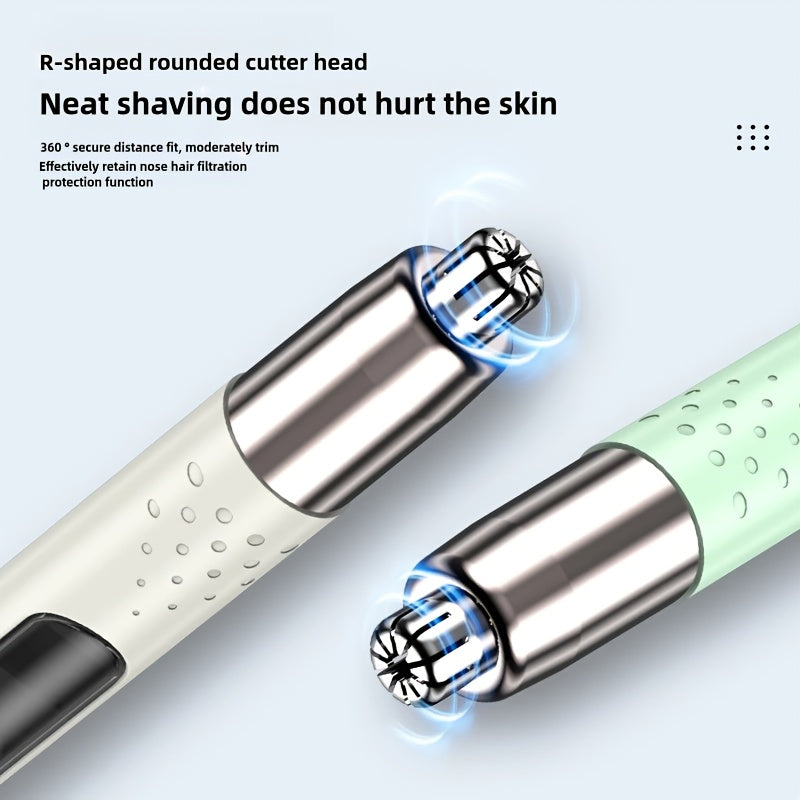 Portable electric nose hair trimmer, stainless steel cutting head, no pulling hair and no pain, fashionable and simple for both men and women, USB charging, suitable for nose hair, eyebrow and ear hair trimming