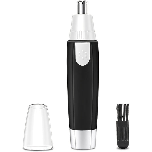 1pc Professional Nose & Ear Hair Trimmer - 360° Rotating Stainless Steel Head, Painless Electric Trimmer for Facial Hair, Eyebrows & Women's Hair - Portable Ergonomic Design, Battery-Powered (1 AA Not Included), Eyebrow Grooming Tool | Sleek Grooming Tool