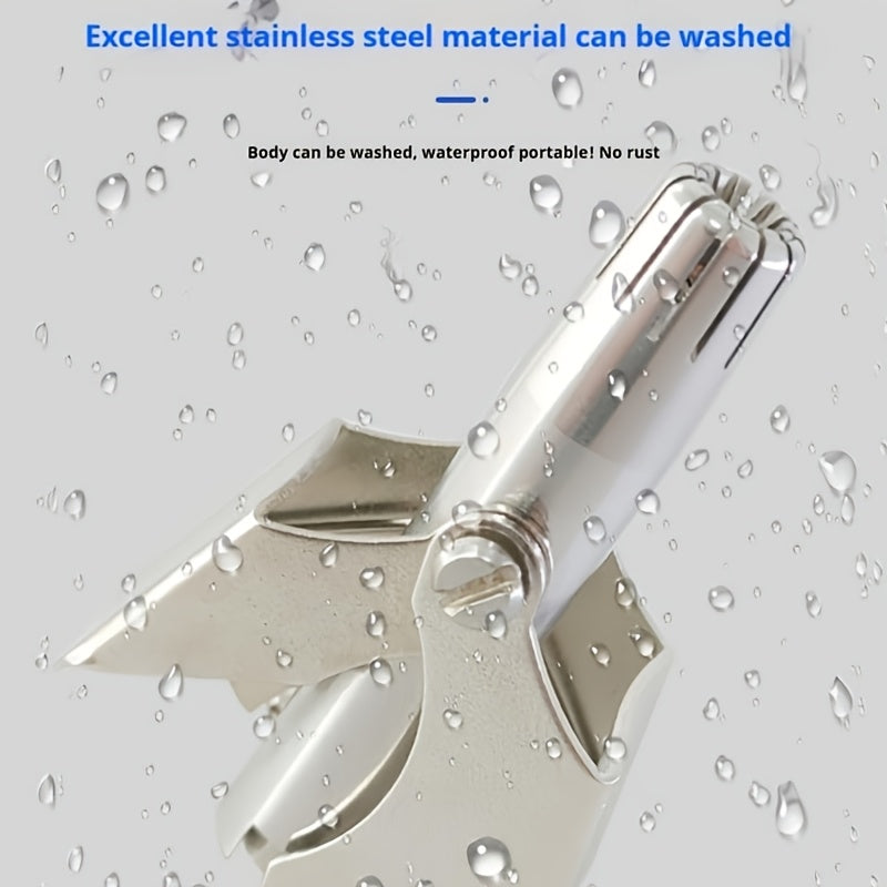 Manual Nose Hair Trimmer Set for Men and Women, Stainless Steel 12 Teeth V Blade Nasal Hair Clippers, Waterproof, Painless, Battery-Free, with Clean Brush & Travel Organizer