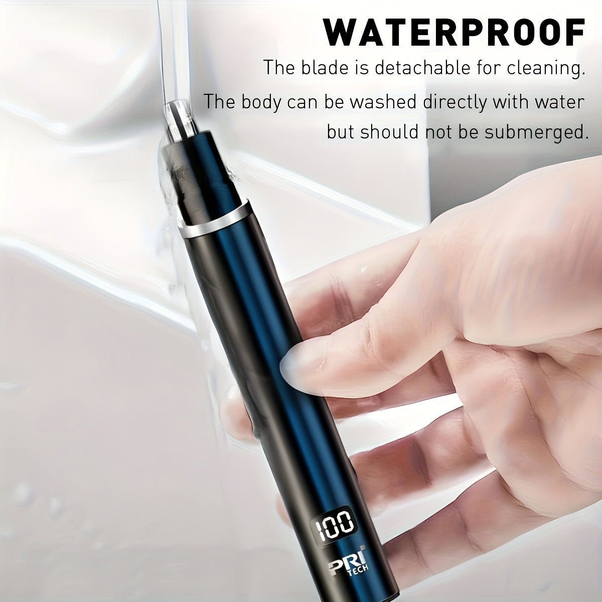 Pritech Electric Nose Trimmer Type C Rechargeable, Noise Reduce Mute Motor, Portable, Washable Cutter Head, Ear Trimmer, LED Display, All-metal Body, Vacuum Cleaning, Father'S Day Gift
