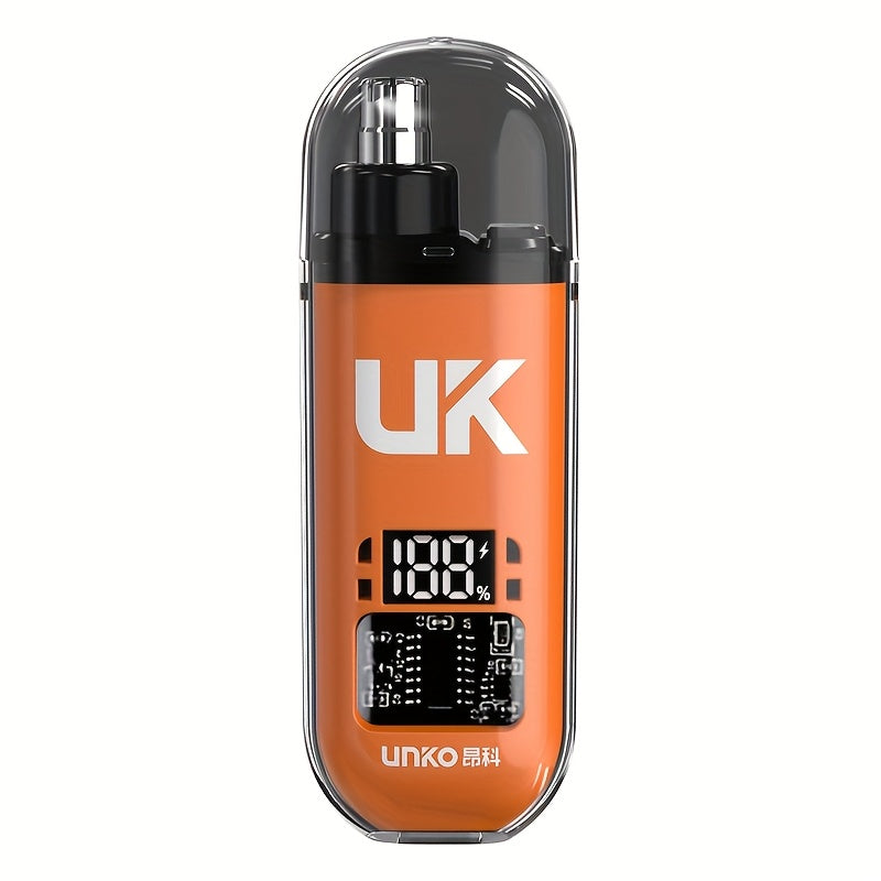 UNOKO Double-Edged Electric Nose & Ear Hair Trimmer for Men and Women - USB Rechargeable, 150mAh Battery, Digital Display, High-Speed Motor, Large Screen, Intelligent Digital Display, Black & Blue Options