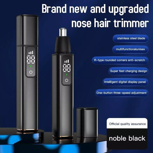 Ear and Nose Hair Trimmer with LED Display, USB Rechargeable Nose Trimmer Portable, Washable Cutter Head, Ear Trimmer, LED Display, All-metal Body,, Vacuum Cleaning, Father'S Day Gift