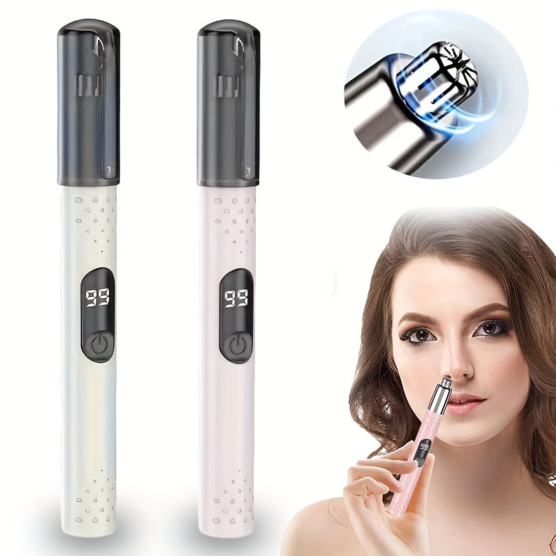 FEIYBA USB Rechargeable Nose & Ear Hair Trimmer with LED Display - Portable, Easy-Clean, Accurate Trimming, 4V-12V Operating Voltage, Includes Storage Box, Travel-Friendly Personal Grooming Tool, Trimmer for Nose and Ear Hair