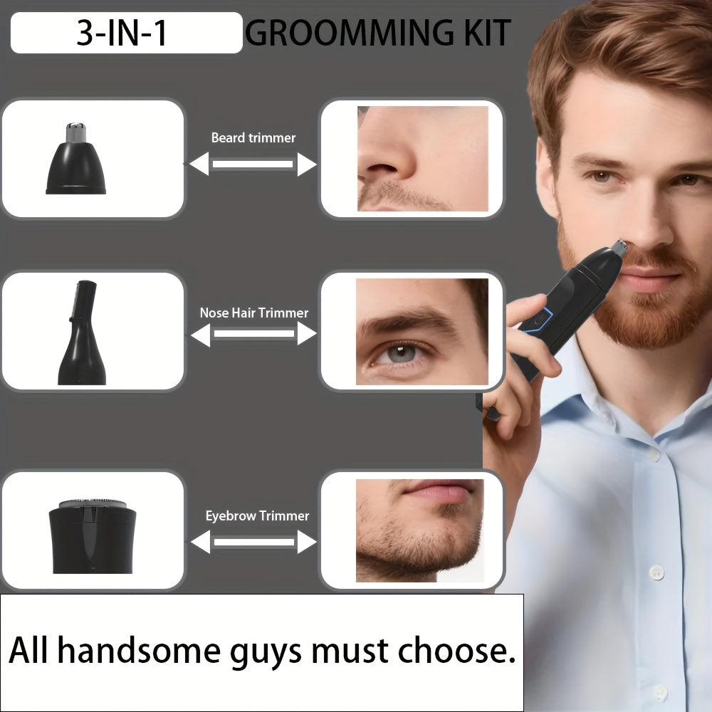3-in-1 Professional Men's and Women's Grooming Kit, suitable for nose hair trimming, sideburns trimming, beard trimming, ear hair trimming, leg hair trimming, underarm hair trimming, bikini line trimming, razor, electric shaver, full body hair trimmer,