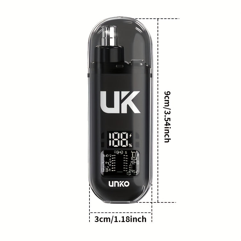 UNOKO Double-Edged Electric Nose & Ear Hair Trimmer for Men and Women - USB Rechargeable, 150mAh Battery, Digital Display, High-Speed Motor, Large Screen, Intelligent Digital Display, Black & Blue Options