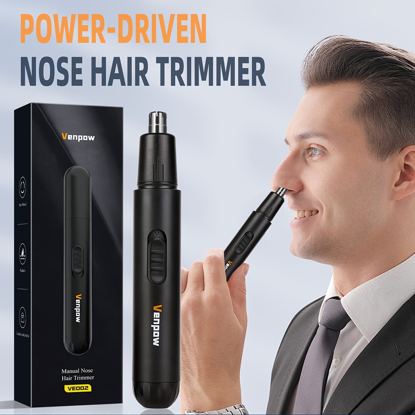 Electric Nose Hair Trimmer with Digital Display - USB Rechargeable, Precision Stainless Steel Double-Edge Blade, 360° Painless Trimming, Full-Body Water Washable, Easy to Clean, Battery-Powered Personal Care Grooming Tool for Men & Women, Nose Hair