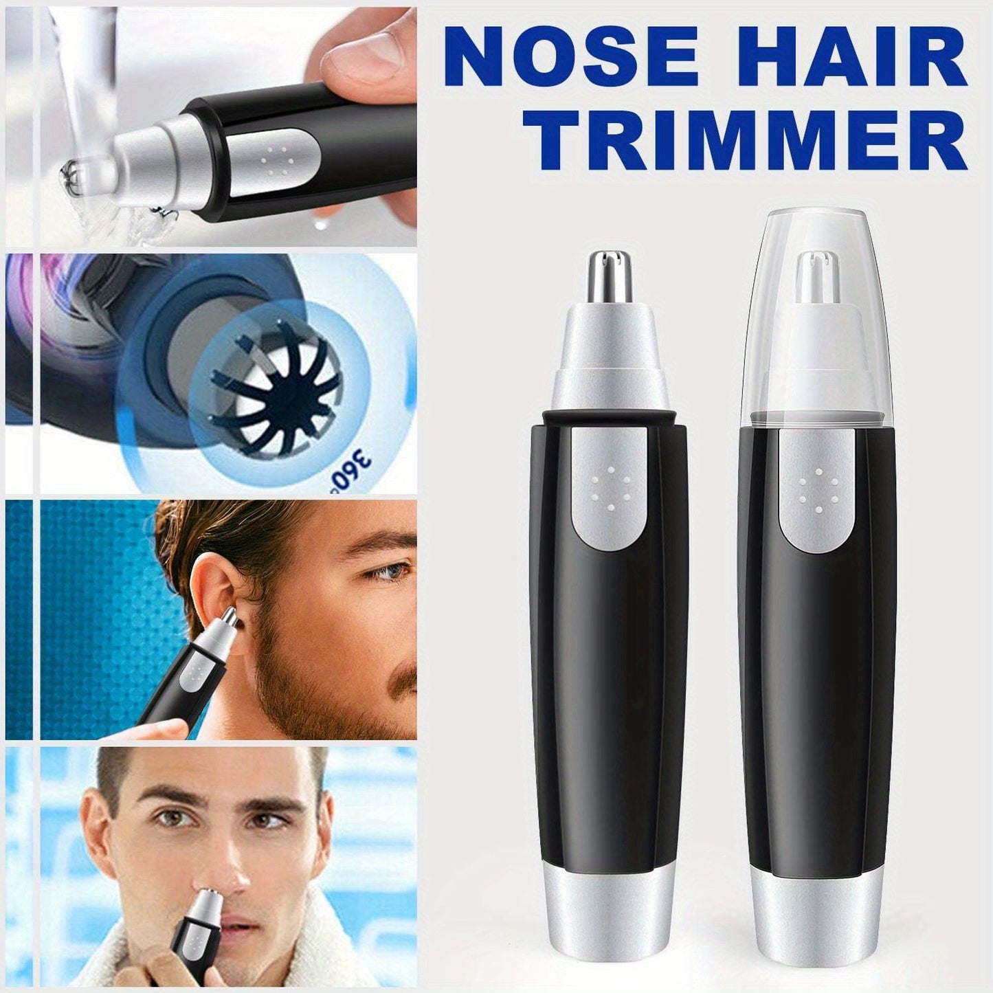 2PCS Portable Ear and Nose Hair Shaving Tool for Men USB Electric Nose Hair Trimmer for Women - Painless Eyebrow Facial Hair Removal Nose Clipper