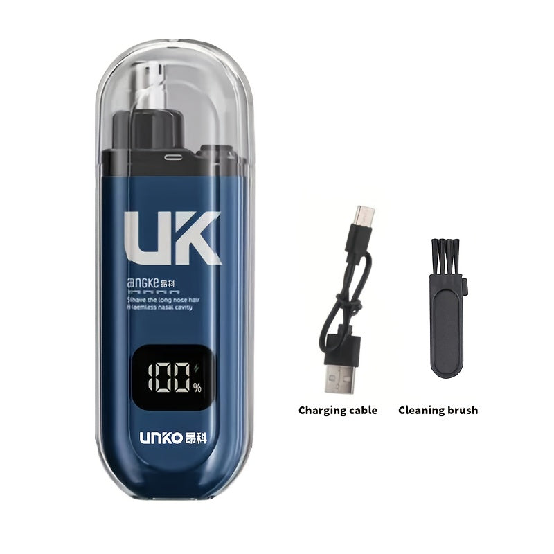 UNKO Portable Electric Nose Hair Trimmer with Digital Display, USB Rechargeable Lithium Battery, Easy Clean, for Men & Women, Nose Hair Removal