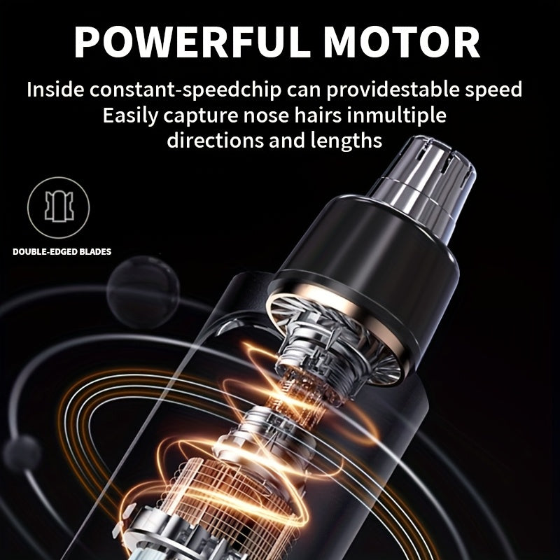 UNOKO Double-Edged Electric Nose & Ear Hair Trimmer for Men and Women - USB Rechargeable, 150mAh Battery, Digital Display, High-Speed Motor, Large Screen, Intelligent Digital Display, Black & Blue Options