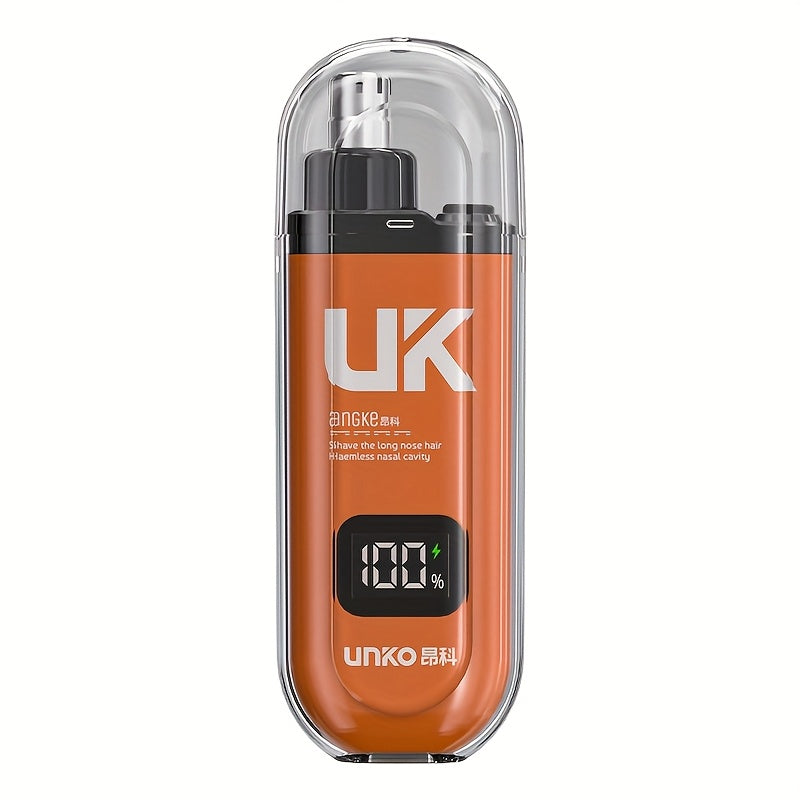 UNKO Portable Electric Nose Hair Trimmer with Digital Display, USB Rechargeable Lithium Battery, Easy Clean, for Men & Women, Nose Hair Removal