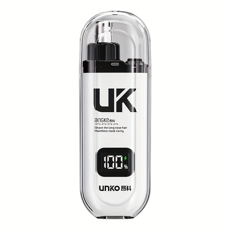 UNKO Portable Electric Nose Hair Trimmer with Digital Display, USB Rechargeable Lithium Battery, Easy Clean, for Men & Women, Nose Hair Removal