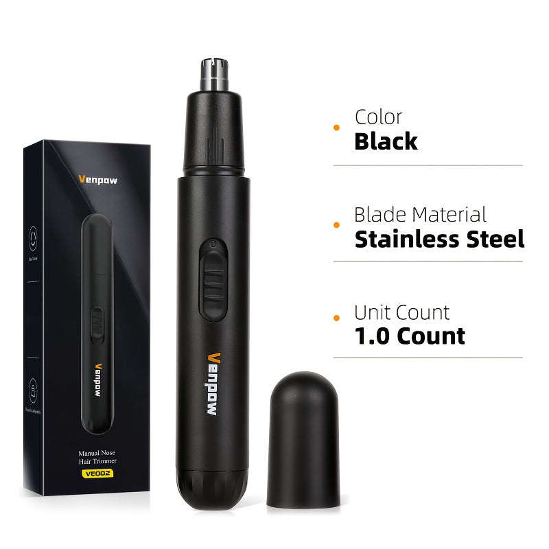 Electric Nose Hair Trimmer with Digital Display - USB Rechargeable, Precision Stainless Steel Double-Edge Blade, 360° Painless Trimming, Full-Body Water Washable, Easy to Clean, Battery-Powered Personal Care Grooming Tool for Men & Women, Nose Hair