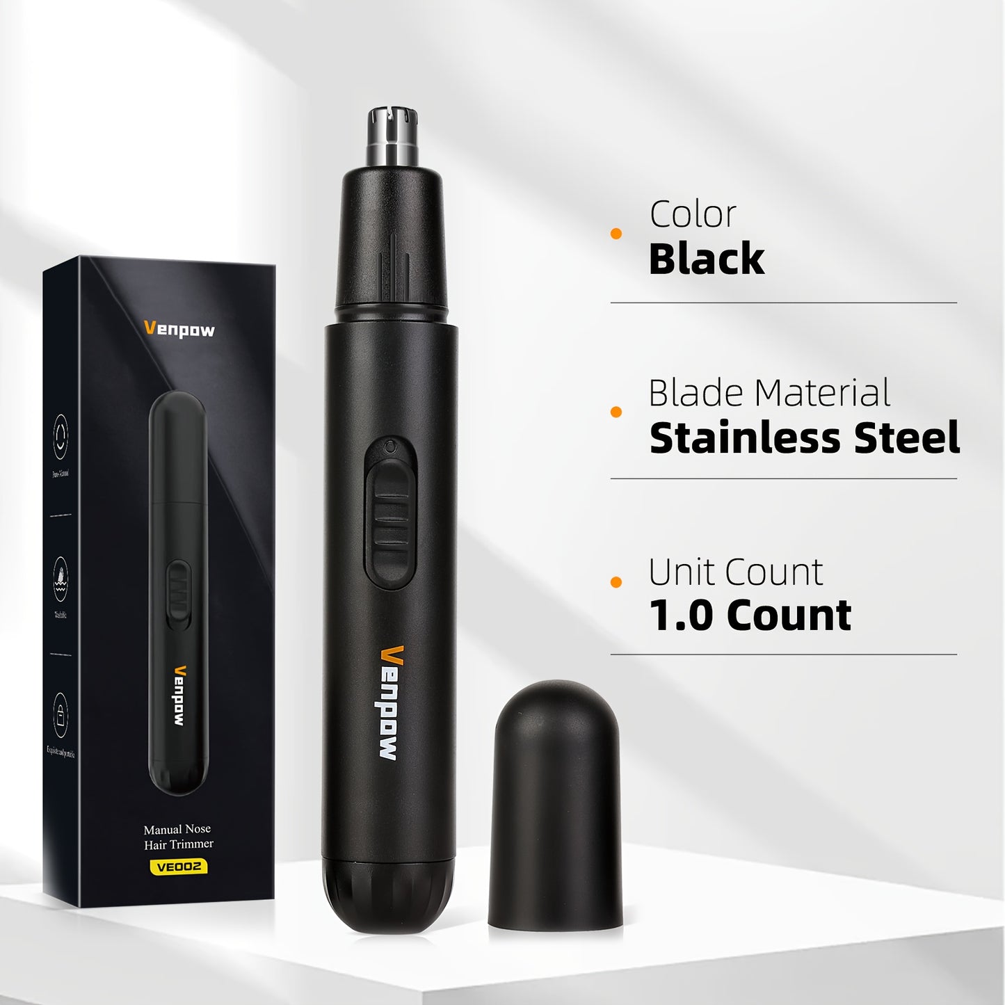 Electric Nose Hair Trimmer with Digital Display - USB Rechargeable, Precision Stainless Steel Double-Edge Blade, 360° Painless Trimming, Full-Body Water Washable, Easy to Clean, Battery-Powered Personal Care Grooming Tool for Men & Women, Nose Hair