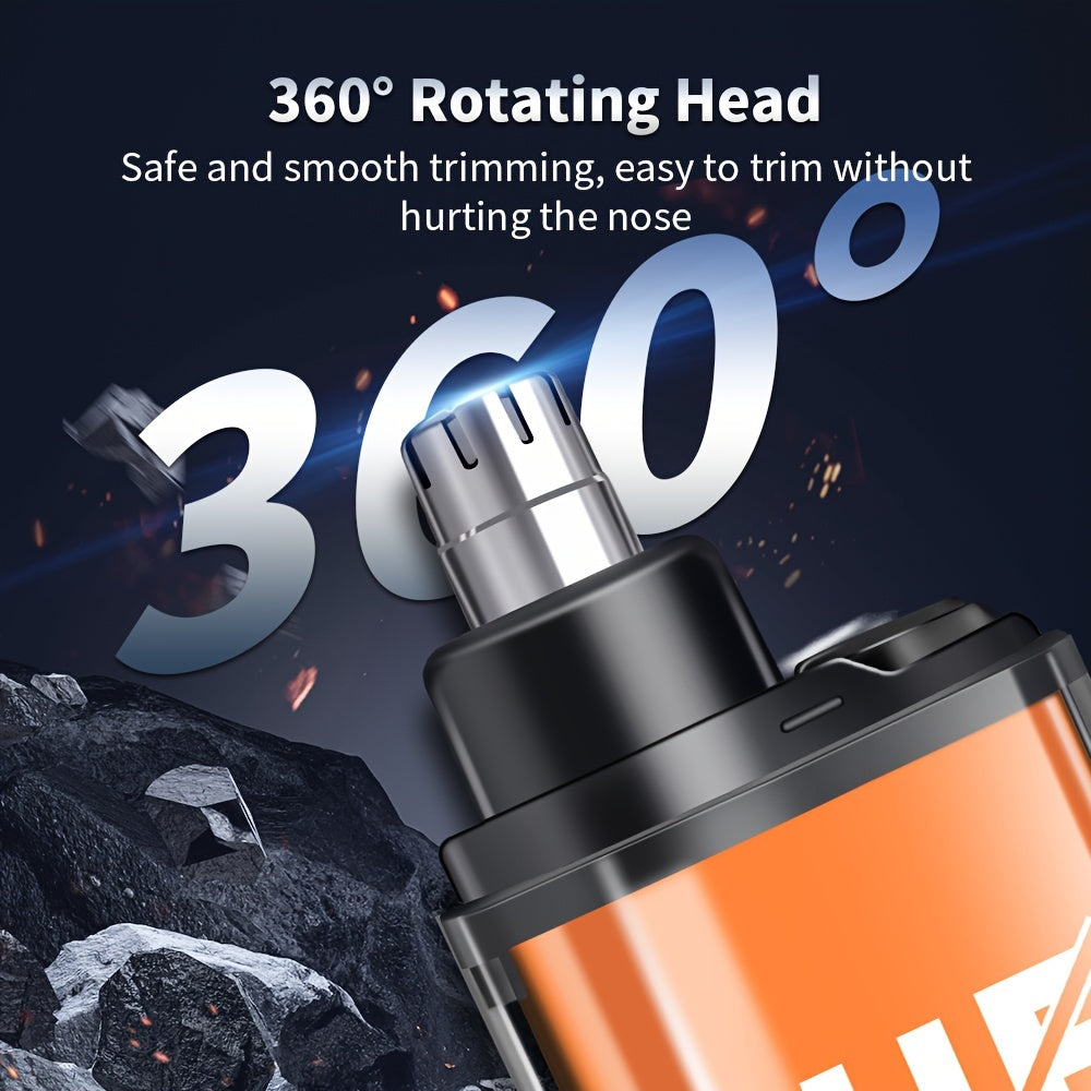 150mAh Mini Portable USB Rechargeable HIENA Electric Nose and Ear Hair Trimmer - Stainless Steel Head, Silent Motor, Nose Hair Cleaner - Gift for Men and Women, Plastic Material