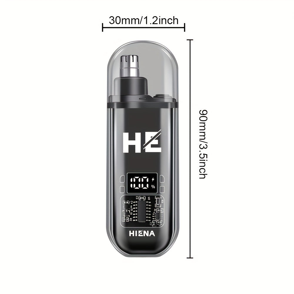 150mAh Mini Portable USB Rechargeable HIENA Electric Nose and Ear Hair Trimmer - Stainless Steel Head, Silent Motor, Nose Hair Cleaner - Gift for Men and Women, Plastic Material