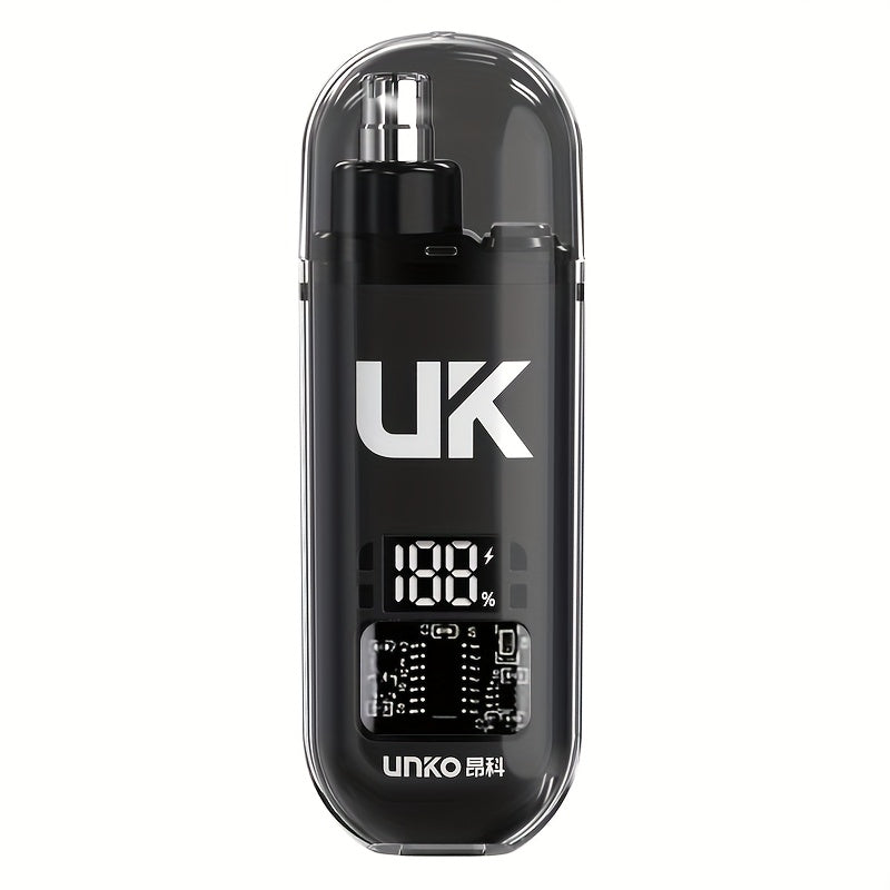 UNOKO Double-Edged Electric Nose & Ear Hair Trimmer for Men and Women - USB Rechargeable, 150mAh Battery, Digital Display, High-Speed Motor, Large Screen, Intelligent Digital Display, Black & Blue Options
