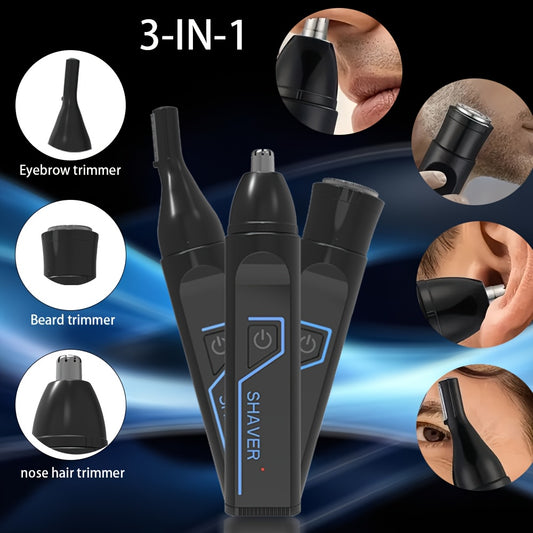 3-in-1 Professional Men's and Women's Grooming Kit, suitable for nose hair trimming, sideburns trimming, beard trimming, ear hair trimming, leg hair trimming, underarm hair trimming, bikini line trimming, razor, electric shaver, full body hair trimmer,