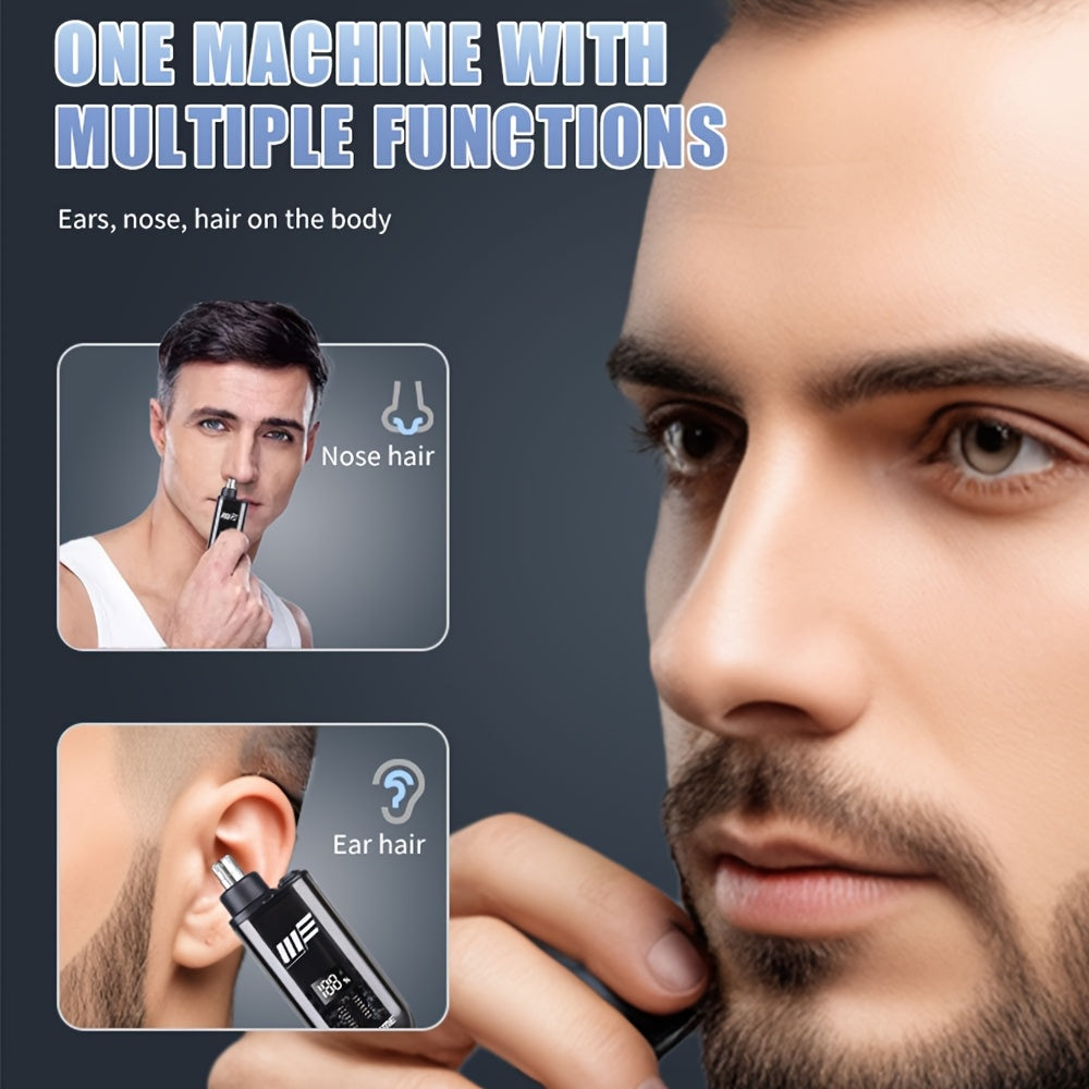 Rechargeable Portable Nose Hair Trimmer Quick Trim Tool Ear and Nose Hair Remover Mini Epilator with Battery Level Display