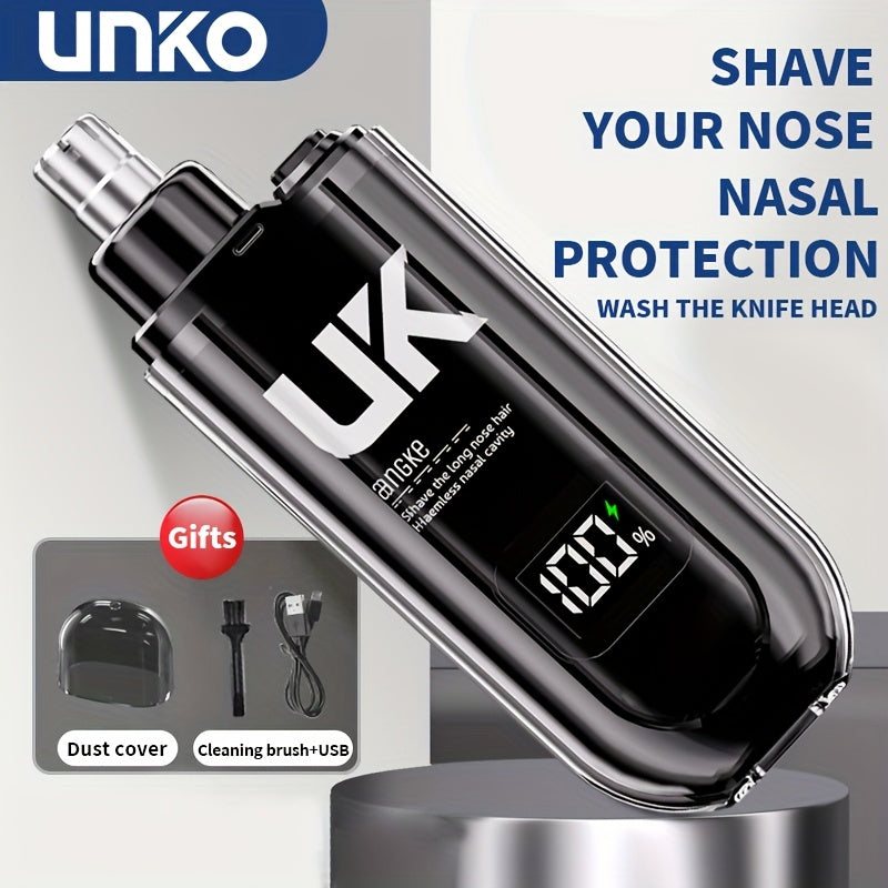 UNKO Portable Electric Nose Hair Trimmer with Digital Display, USB Rechargeable Lithium Battery, Easy Clean, for Men & Women, Nose Hair Removal