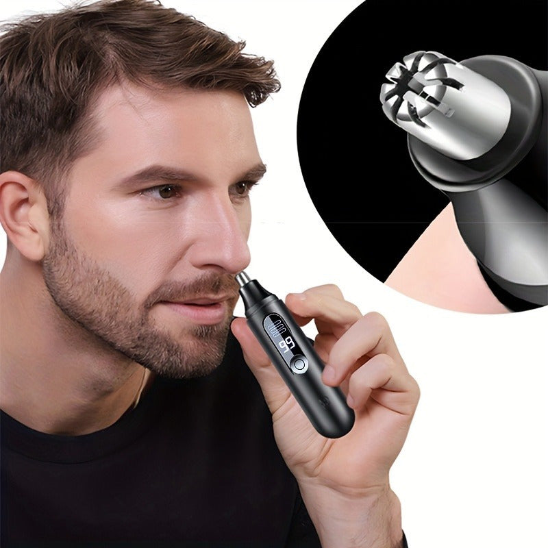 [Rechargeable Nose Trimmer] Painless Rechargeable Electric Nose Hair Trimmer for Men & Women | Quiet, with LED Display | Perfect for Travel, Daily Grooming, and Gift Ideas (Birthday, Holidays)