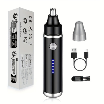 USB Rechargeable Ear and Nose Hair Trimmer - 500mAh Lithium Battery Powered Electric Grooming Kit, Painless Facial Hair Removal for Men and Women, Safe Eyebrow Shaving Device, Plastic, Age 14+