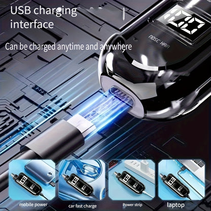 [Painless Trimmer] Painless Nose Hair Trimmer | USB Rechargeable, Dual-Edge Blades, Easy to Clean, Lightweight & Portable for Men and Women, Plastic Body, Digital Display